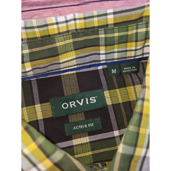 Orvis Mens Green Plaid Active Fit Shirt Medium - Long Sleeve Button-Down - Picture 5 of 8